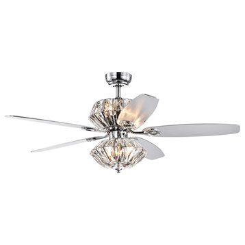 Toshevo Dual-lamp 52" Lighted Ceiling Fan With Crystal Shades