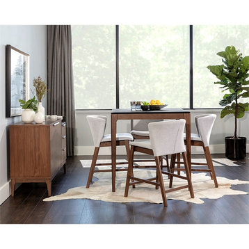 Brant House Jaxton Wood Counter Table Set with 4 Hadley Counter Stools in Gray