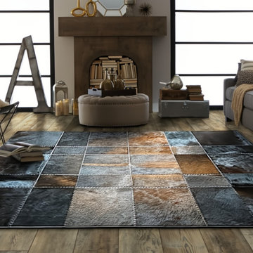 Cowhide Patchwork Rug - Charcoal & Bronze 170 x 240 cm