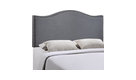 Curl Queen Nailhead Upholstered Fabric Headboard, Smoke