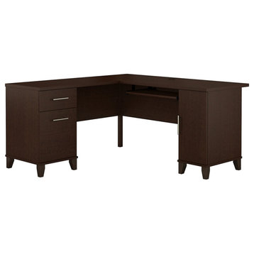 Bush Furniture Somerset 60W L Desk in Mocha Cherry - Engineered Wood