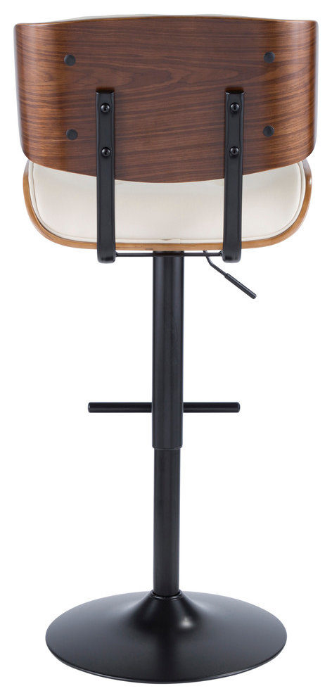 LumiSource Lombardi Adjustable Barstool, Walnut and Cream