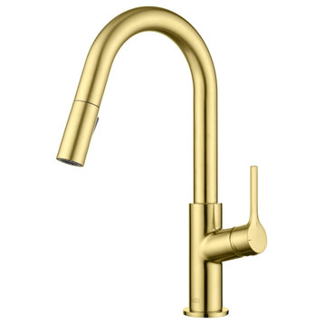 Fusion Single Handle Pull Down Kitchen & Bar Sink Faucet, Brushed Gold