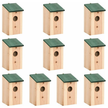 vidaXL Bird House 10 Pcs Wooden Bird House for Finch Bluebird Solid Wood Fir