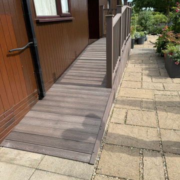Composite Ramp and Deck Up to a Lodge Door