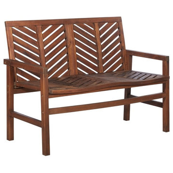 48" Outdoor Wood Patio Love Seat in Dark Brown