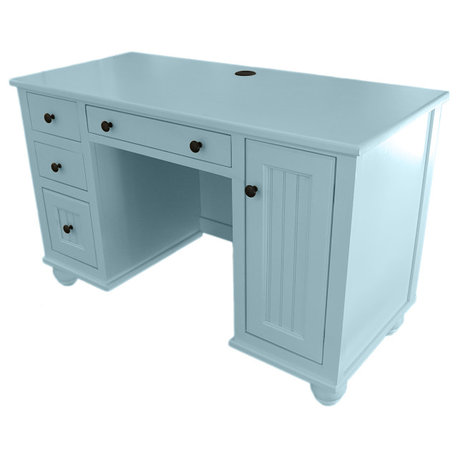 Modern Coastal Desk with CPU Storage, Interesting Aqua