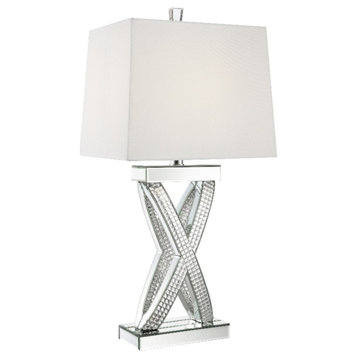 Coaster Contemporary Wood Table Lamp with Rectangle Shade in Mirrored