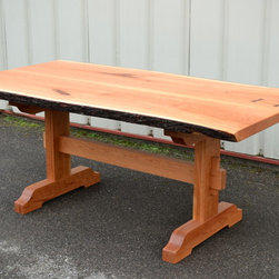Live Edge Cherry Dining Table with Trestle Base - Dining Tables