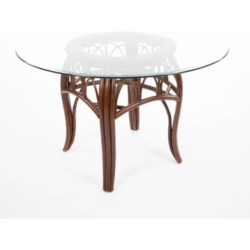 Cuba Table Base In Sienna With 48" Round Tempered Bevel Edge Glass