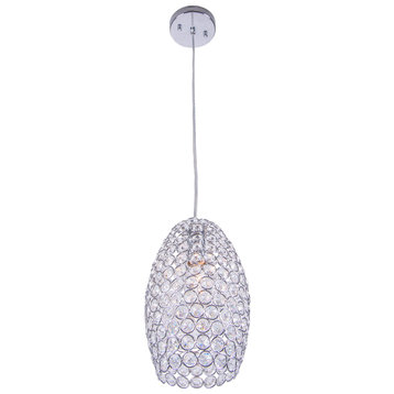 1 Light Round Shape Crystal Mini Pendant Light in Chrome Finish with Crystal