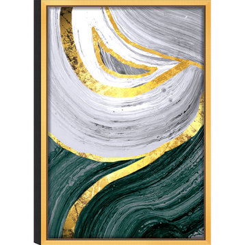 Abstract Flow Acrylic Glass Art, Gold Frame, 24"x36", White