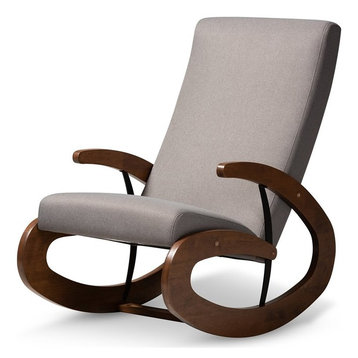 Kaira Gray Upholstered and Walnut Wood Rocking Chair