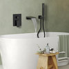 High Pressure Shower System With Waterfall Tub Spout & Handheld Shower, Matte Black, 59" Hose