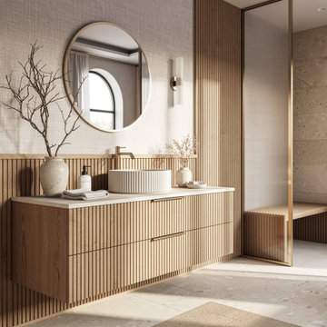 luxury bathroom remodel in a Japandi spa style
