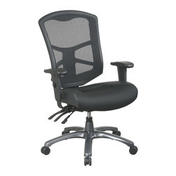 Black Back Leather and Mesh Seat Chair - Office Chairs