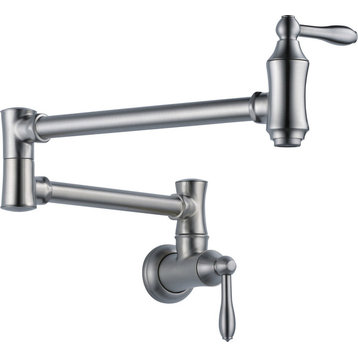 Delta Traditional Wall Mount Pot Filler, Arctic Stainless, 1177LF-AR