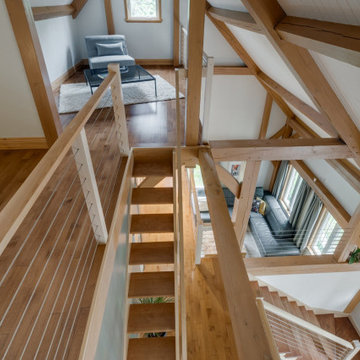 White timber post cable railing project in Greater Montreal, Quebec