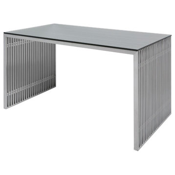 Amici Desk Brushed Stainless Steel