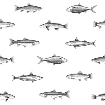 Fiyero Off-White Fish Wallpaper Bolt