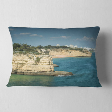 Armacao de Pera Algarve Beach Seascape Throw Pillow, 12"x20"