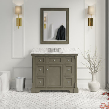 Sydney 42" Bathroom Vanity, Weathered Gray, Carrara Marble