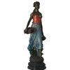 Beautiful lady with grapes bronze statue  - Size: 14"L x 6"W x 20"H.