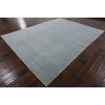 Hand Knotted Wool & Silk 8'x10' Grey Savanna Grass Hand Knotted Area Rug H8272
