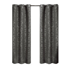 Royal Tradition - Virginia 2PC Blackout Weave Grommet Panels, Gray, 74"x96" - Curtains
