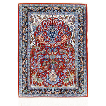 Persian Rug Isfahan 3'2"x2'4" Hand Knotted