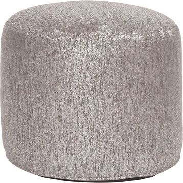 Pouf Ottoman, Tall With Cover, Glam Pewter