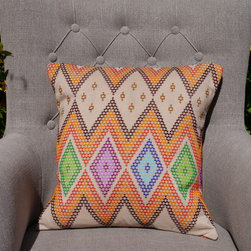 Zig Zag Multi Coloured Striped Cushion - Seat Cushions