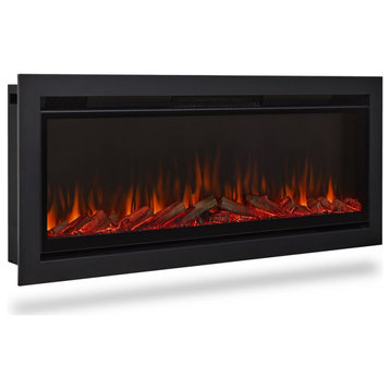 Real Flame 49" Wall Mounted Recessed Electric Fireplace Insert in Black