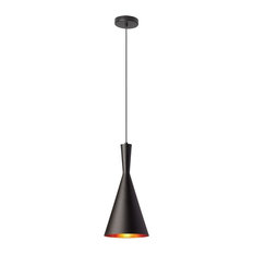 Dainolite 1-Light Pendant, Matte Black Gold, HKI-81P-BK