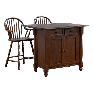 Sunset Trading Andrews Drop Leaf Kitchen Island Set DLU-KI4222-B3024A-CT3PC