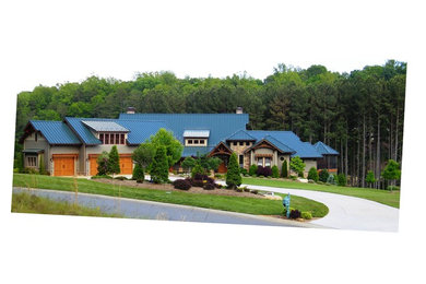 Large arts and crafts two-story exterior home photo in Other