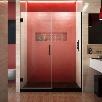 DreamLine Unidoor Plus 58-58 1/2"W Frameless Hinged Shower Door in Satin Black