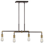 Forte - Forte 7116-04-51 Piper, 4 Light Linear Chandelier - The Piper chandelier offers a combination of blackPiper 4 Light Linear Black/Antique Brass *UL Approved: YES Energy Star Qualified: n/a ADA Certified: n/a  *Number of Lights: 4-*Wattage:75w Medium Base bulb(s) *Bulb Included:No *Bulb Type:Medium Base *Finish Type:Black/Antique Brass
