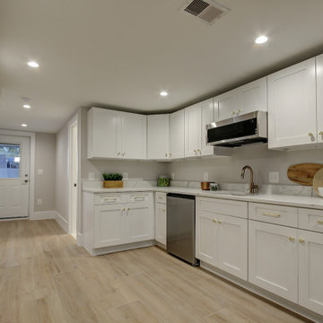 Basement remodel with bedroom space, closet space, living area, Irving