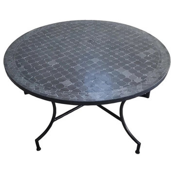 48" All Black Moroccan Round Mosaic Table