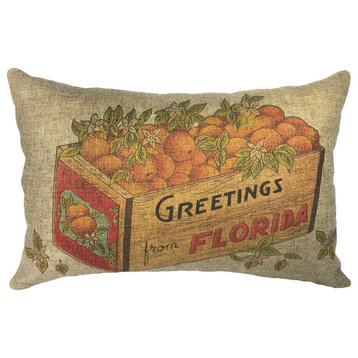 Florida Oranges Linen Pillow