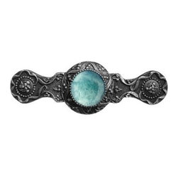 Inviting Home Inc. - Victorian Pull, Antique-Style Pewter With Green Aventurine - Cabinet And Drawer Handle Pulls