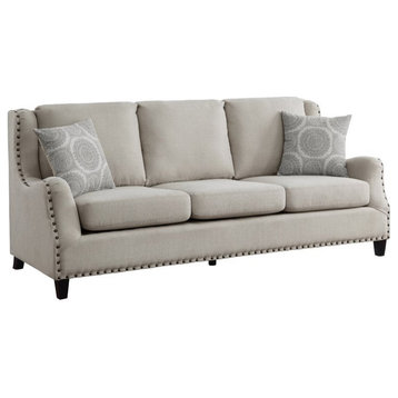 Pemberly Row Contemporary Textured Sofa in Beige