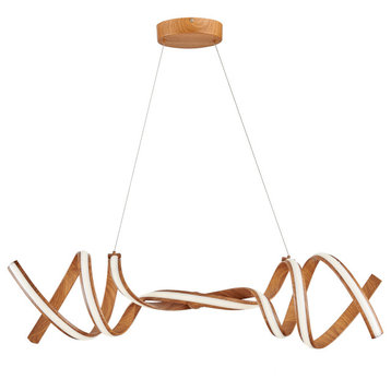 Munich Dimmable Integrated LED Horizontal Chandelier, Wood, Without Smart Dimmer