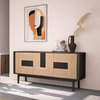 Roma Wide Sideboard, Dark Oak and Natural Woven Cord