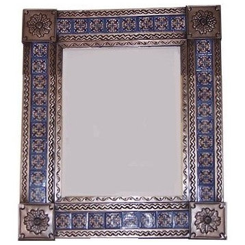 Medium Brown Escudo Tile Talavera Tin Mirror