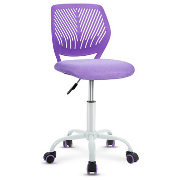 Office Task Desk Armless Chair Adjustable Mid Back Swivel Study Chair Purple