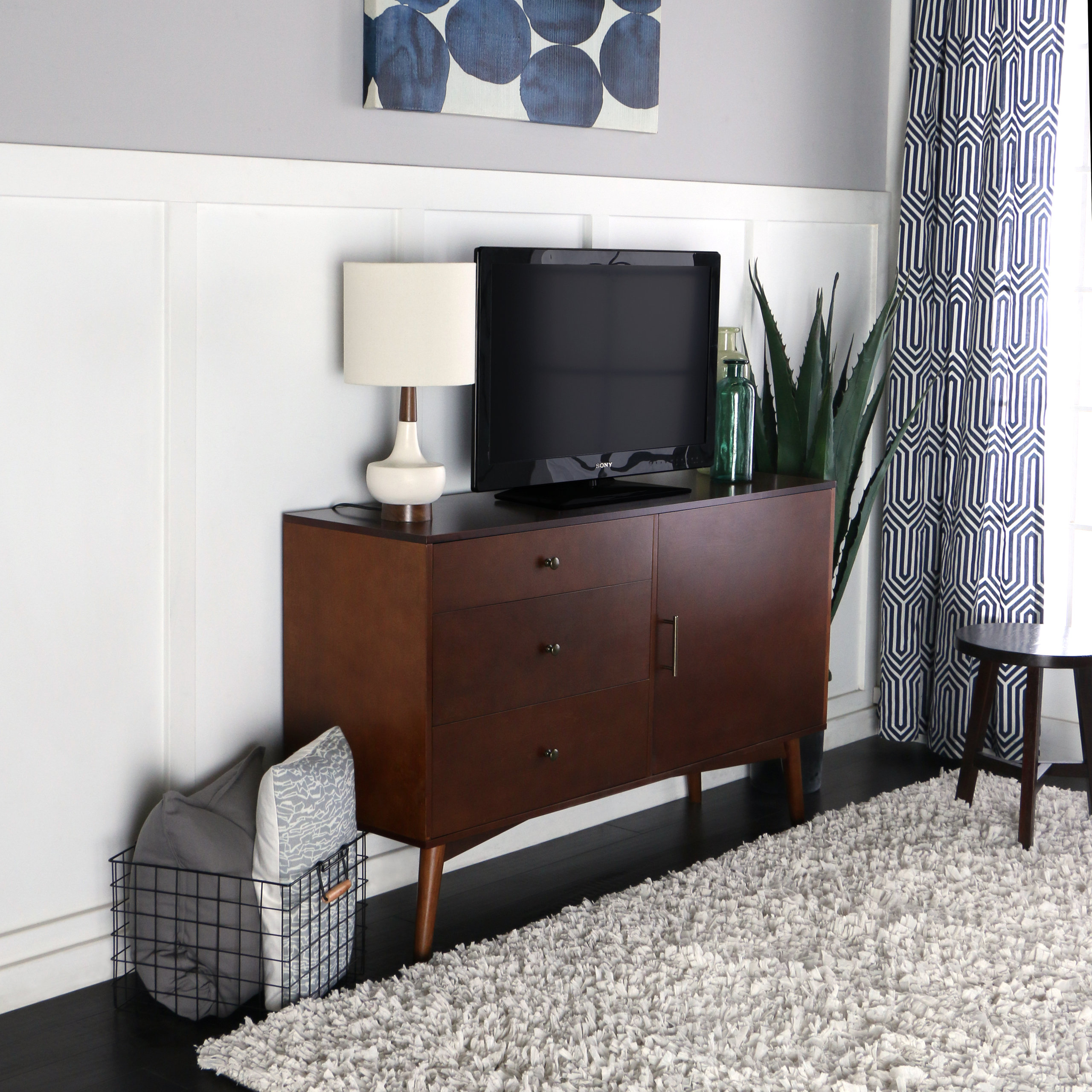 52" Mid, Century TV Console, Walnut