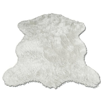 Snowy White Polar Bear Pelt, White Sheepskin, 40"x55"
