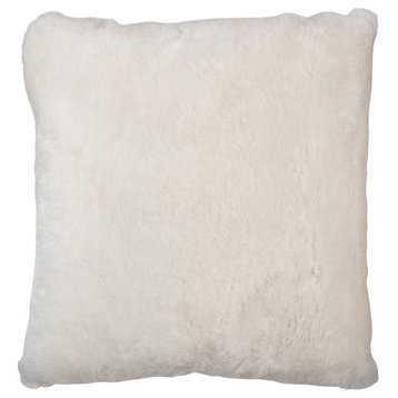 Shortwool Shearling Sheepskin Cushion, 22", White